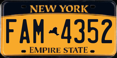 NY license plate FAM4352