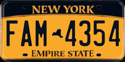 NY license plate FAM4354