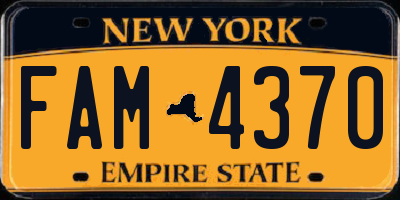 NY license plate FAM4370