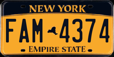 NY license plate FAM4374