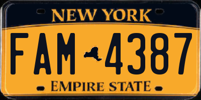 NY license plate FAM4387