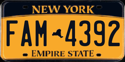 NY license plate FAM4392