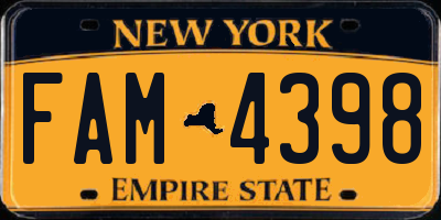 NY license plate FAM4398