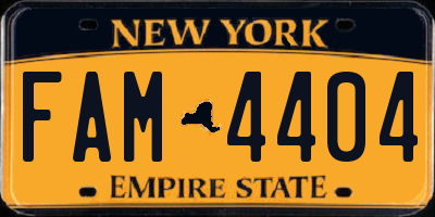 NY license plate FAM4404
