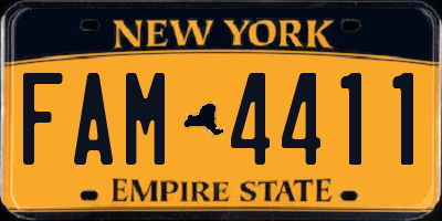 NY license plate FAM4411