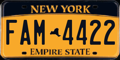 NY license plate FAM4422