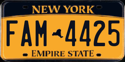 NY license plate FAM4425