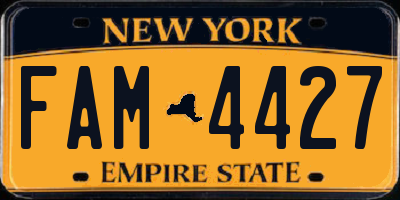 NY license plate FAM4427