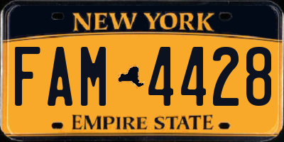 NY license plate FAM4428