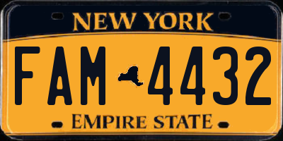 NY license plate FAM4432