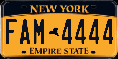 NY license plate FAM4444
