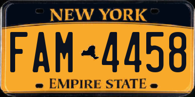NY license plate FAM4458