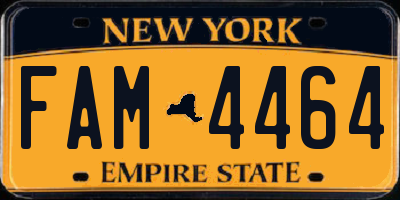 NY license plate FAM4464