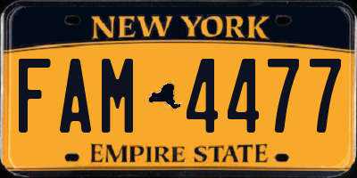 NY license plate FAM4477