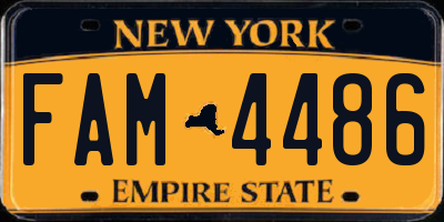 NY license plate FAM4486