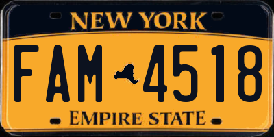 NY license plate FAM4518