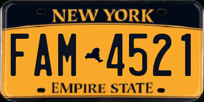NY license plate FAM4521