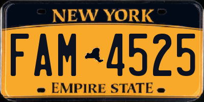 NY license plate FAM4525