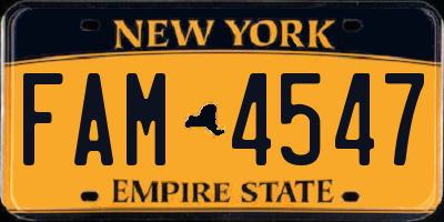 NY license plate FAM4547