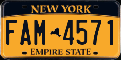 NY license plate FAM4571