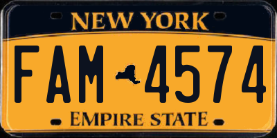 NY license plate FAM4574