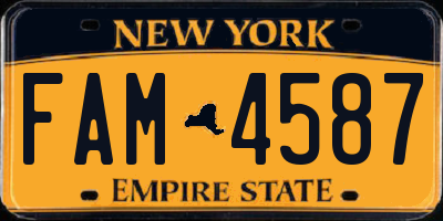 NY license plate FAM4587