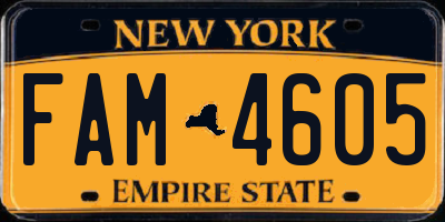 NY license plate FAM4605