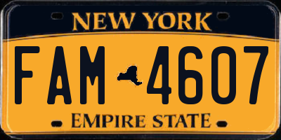 NY license plate FAM4607