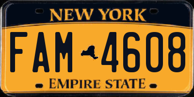 NY license plate FAM4608