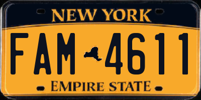 NY license plate FAM4611