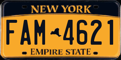 NY license plate FAM4621
