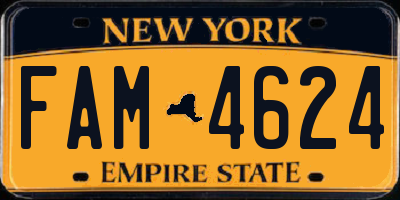 NY license plate FAM4624