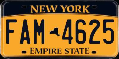 NY license plate FAM4625
