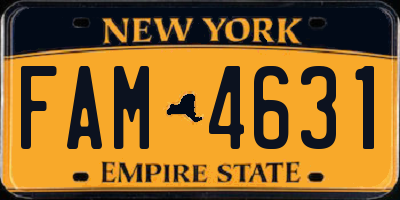 NY license plate FAM4631