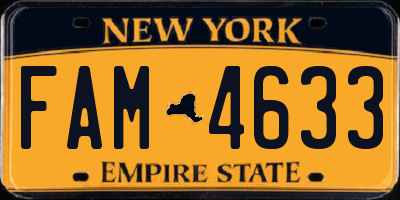 NY license plate FAM4633