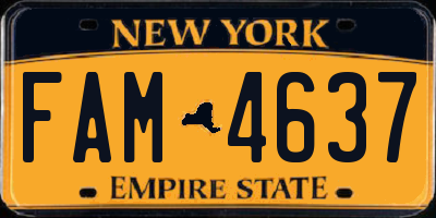 NY license plate FAM4637