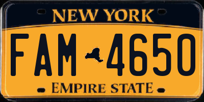 NY license plate FAM4650