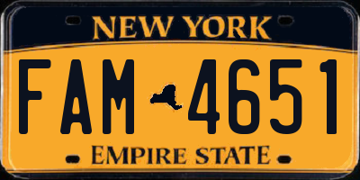 NY license plate FAM4651