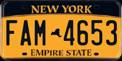 NY license plate FAM4653