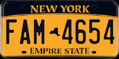 NY license plate FAM4654