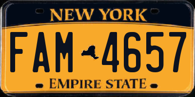 NY license plate FAM4657