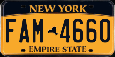 NY license plate FAM4660