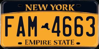 NY license plate FAM4663