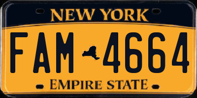 NY license plate FAM4664