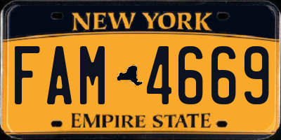 NY license plate FAM4669