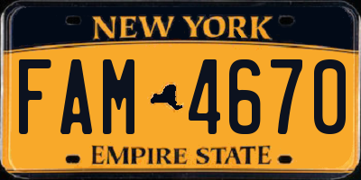 NY license plate FAM4670