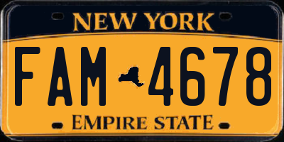NY license plate FAM4678