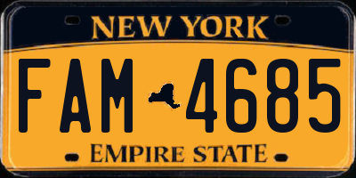 NY license plate FAM4685
