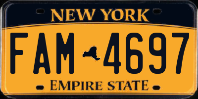 NY license plate FAM4697