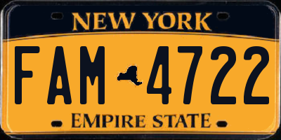 NY license plate FAM4722